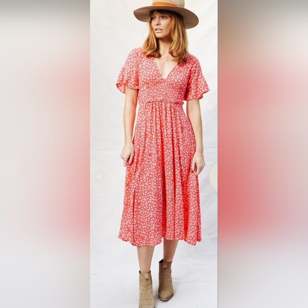 Free People In Full Bloom Midi Dress Size Large